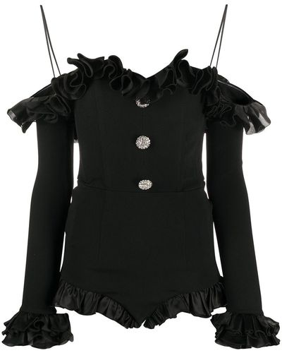 Alessandra Rich Ruffled Mini Jumpsuit - Black