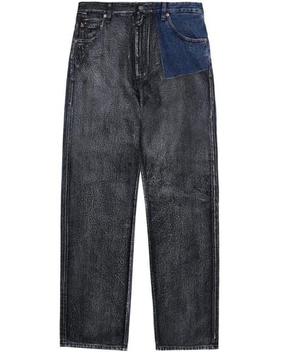 MM6 by Maison Martin Margiela Paneled Mid-rise Straight-leg Jeans - Blue