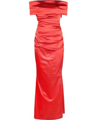 Talbot Runhof Off-shoulder Draped Gown - Red