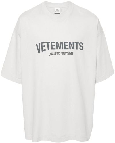 Vetements T-shirt en coton à logo imprimé - Blanc