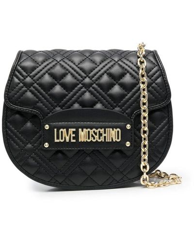 Love Moschino Quilted Logo-plaque Satchel Bag - Black