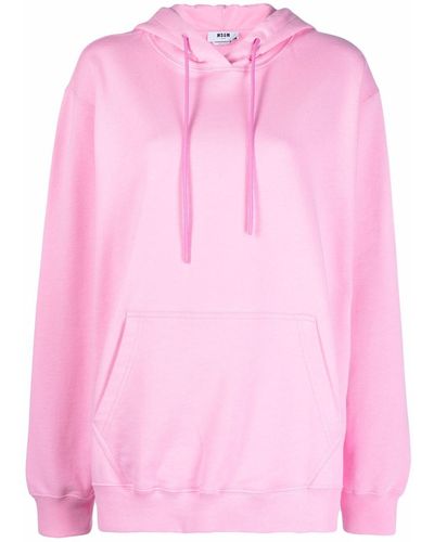 MSGM Oversized Cotton Hoodie - Pink