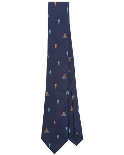 Paul Smith Cravate à imprimé graphique en soie - Bleu