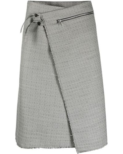 SAPIO N45 Graphic-print Asymmetric Skirt - Gray