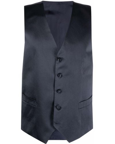 Canali Button-up Gilet - Blauw