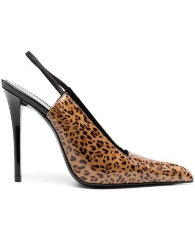 Saint Laurent Raven 120mm Leopard-print Court Shoes - Brown