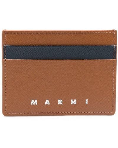 Marni Kartenetui mit Logo-Prägung - Braun