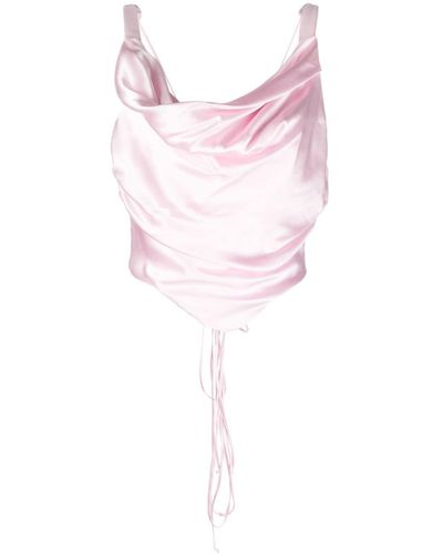 MANURI Lilly Silk-blend Corset Top - Pink