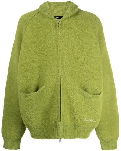 FIVE CM Logo-embroidered Brushed Cardigan - Green