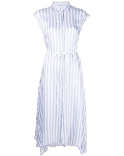 Peserico Striped Satin Sleeveless Shirt Dress - White