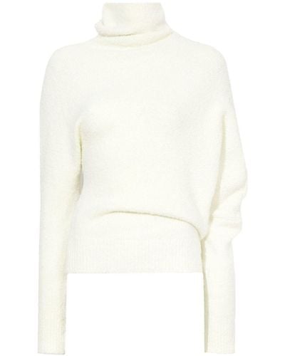 Proenza Schouler Fuzzy Boucle Asymmetric Sweater - White