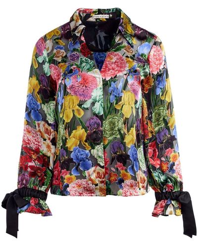 Alice + Olivia Randa Floral Embroidery Shirt - Black