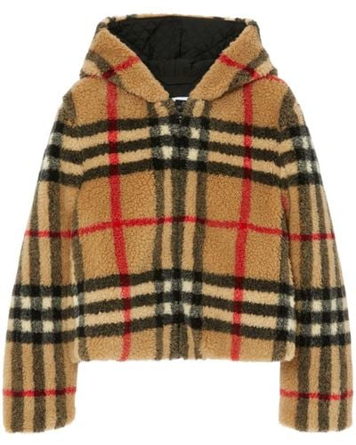 Burberry Check Fleece Jacket - Brown