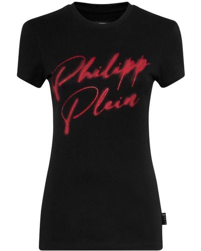 Philipp Plein Camiseta con apliques de cristal - Negro