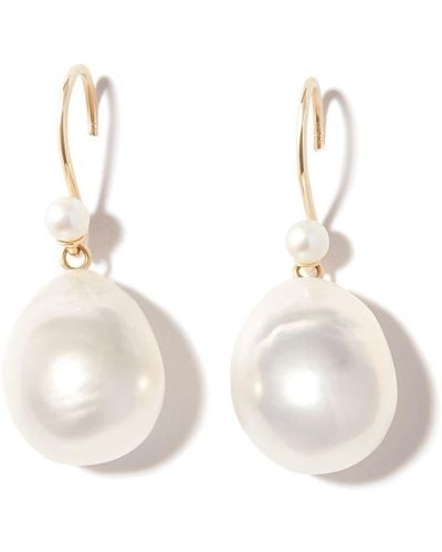 Mizuki Boucles d'oreilles pendentes en or 14ct à perles - Blanc