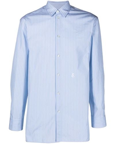 Jil Sander Logo-embroidered Stripe-print Cotton Shirt - Blue