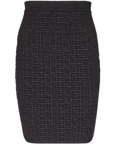 Balmain PB-intarsia knitted mini skirt - Schwarz