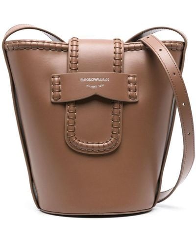EA7 Leather Bucket Bag - Brown