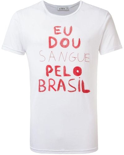 Amir Slama T-Shirt mit "Eu Dou Sangue"-Print - Weiß