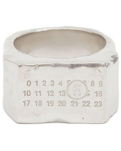 MM6 by Maison Martin Margiela Geometric Numeric Signature Ring - White