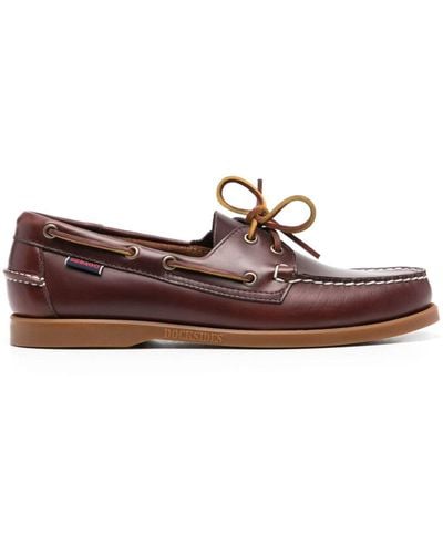 Sebago Moc-stitching Leather Boat Shoes - Brown