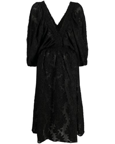 La DoubleJ Bayside Jacquard-voile Midi Dress - Black