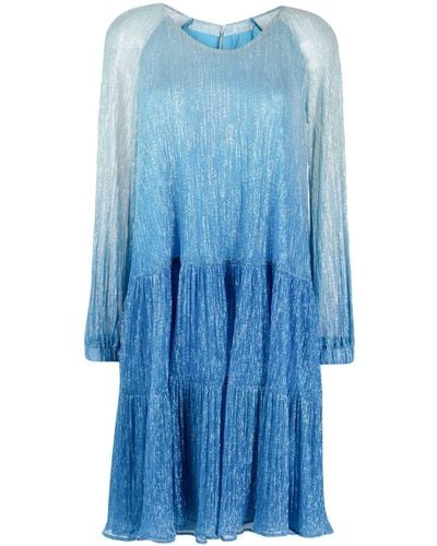 Talbot Runhof Gradient-effect Long-sleeve Dress - Blue
