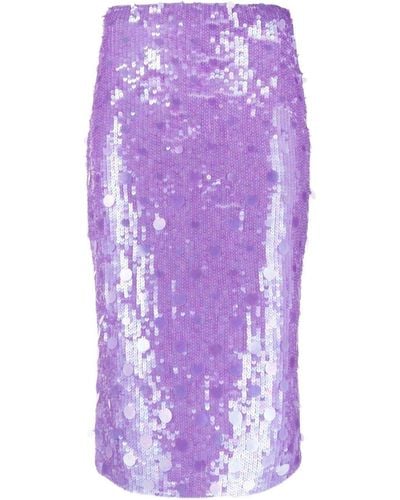 P.A.R.O.S.H. Sequin-embellished Midi Skirt - Purple