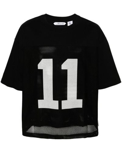Lanvin Mesh-Einsatz-T-Shirt mit Nummern-Print - Schwarz