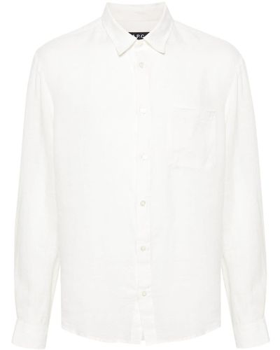 A.P.C. Camisa Cassel con logo bordado - Blanco