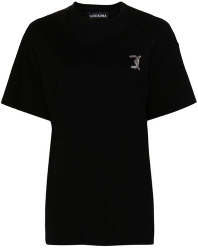 David Koma T-shirt à logo DK - Noir