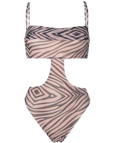 Amir Slama Animal-pattern Swimsuit - Brown