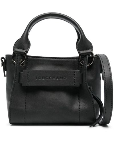 Longchamp Xs 3d Leather Tote Bag - Black