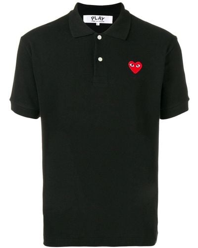 COMME DES GARÇONS PLAY Heart-appliqué Regular-fit Cotton Piqué Polo Shirt Xx - Black