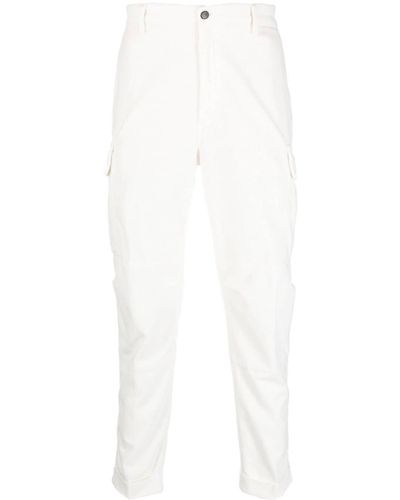 Eleventy Pantalon court en velours côtelé à poches cargo - Blanc