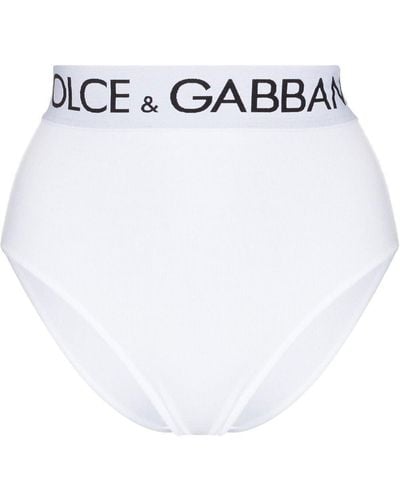 Dolce & Gabbana Logo-tape Detail High-waisted Briefs - White