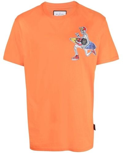 Philipp Plein Hawaii Graphic-print Cotton T-shirt - Orange