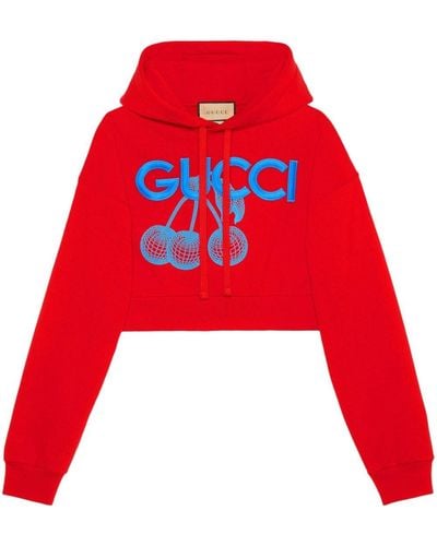 Gucci Hoodie Met Geborduurd Logo - Rood