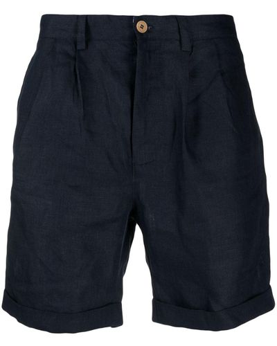 Peninsula Straight-leg Linen Bermuda Shorts - Blue