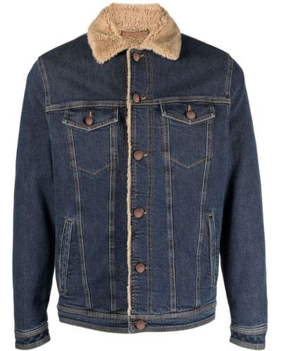 Jacob Cohen Fleece-collar Button-down Denim Jacket - Blue