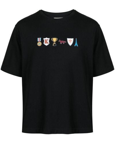 Maison Kitsuné T-shirt con applicazione - Nero