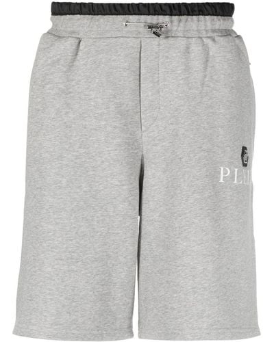 Philipp Plein Logo-plaque track shorts - Gris