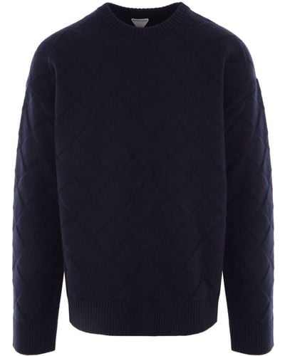 Bottega Veneta Intreccio Crew-neck Sweater - Blue