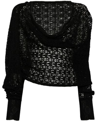 Yohji Yamamoto Jersey de punto flojo drapeado - Negro