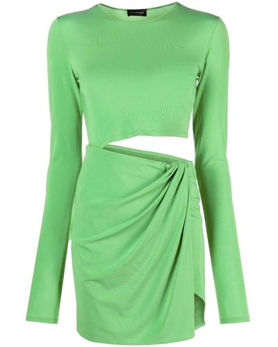 ANDAMANE Long-sleeved Cut-out Mini Dress - Green