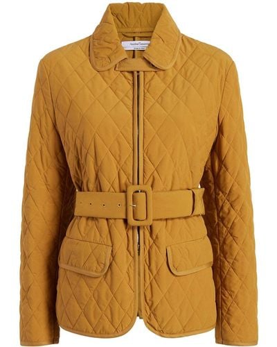Another Tomorrow Diamond-quilted Belted Puffer Jacket - Yellow