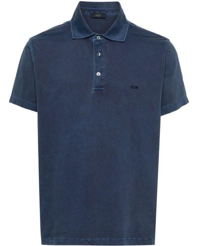 Fay Embroidered-logo Polo Shirt - Blue