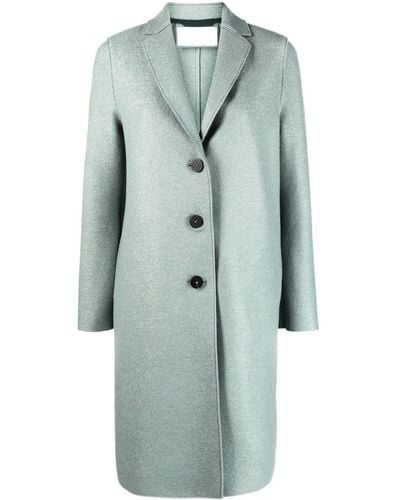 Harris Wharf London Long-sleeved Felted Single-breasted Coat - Blue