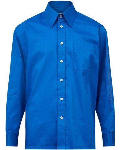 MM6 by Maison Martin Margiela Pointed-collar Button-up Shirt - Blue
