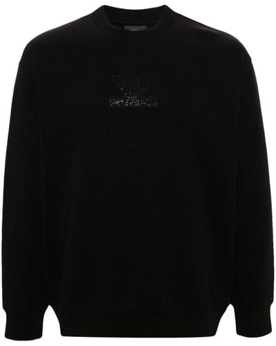 Emporio Armani Logo-patch Cotton-blend Sweatshirt - Black